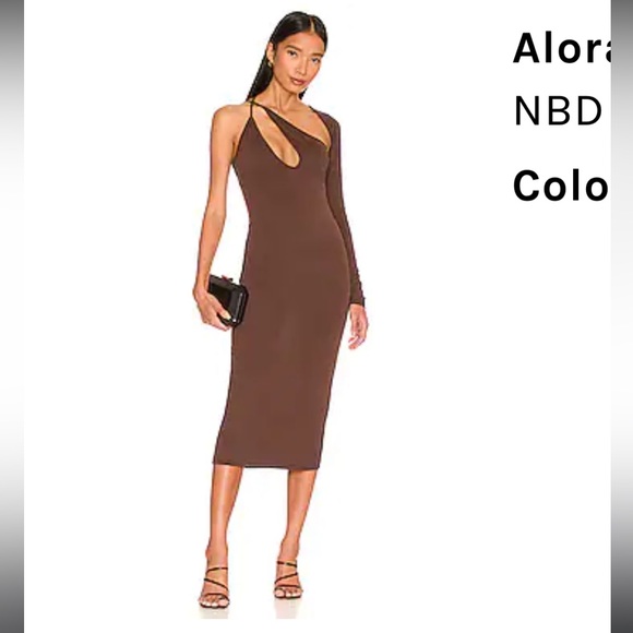 NWT! Alora Midi Dress in Dark Brown by NBD - Picture 3 of 6